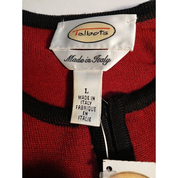 Talbots 2/Set Burgundy/ Black Wool Zip Up Sweater W/TANK LG-Made In Italy($200.) - Picture 7 of 16